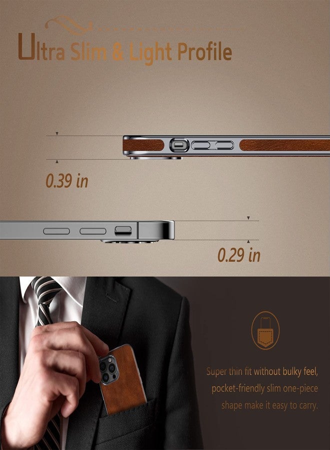 LOHASIC جراب LOHASIC متوافق مع iPhone 13 Pro، مصنوع من الجلد الفاخر، بتصميم أنيق ونحيف، مناسب للأعمال، يوفر حماية كلاسيكية ضد الصدمات، مع قبضة ناعمة، مناسب للرجال والنساء، متوافق مع iPhone 13 Pro 6.1 بوصة (إصدار 2021) - بني داكن - Image 2